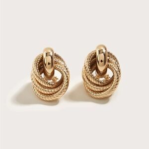 Anthropologie Gold Knot Earrings